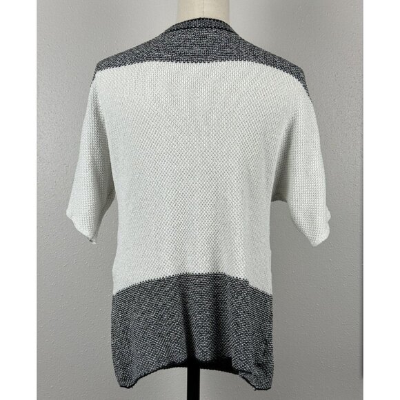 Christopher & Banks Womens Black White Tassel Pullover Sweater Short Sleeve XL - Picture 2 of 14